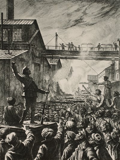 The July Days in Petrograd: machine-gunners call upon the Putilov workers to support the action against the provisional government by Pavel Alexandrovich Shillingovsky